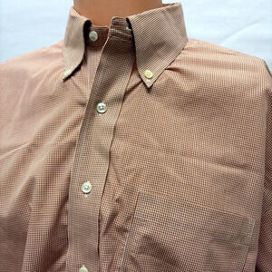 Brooks Brothers 346 Polo Shirt Mens 17 - 4/5 Red Check No Iron Cotton